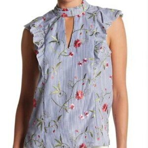 BCBGeneration Sleeveless Ruffle Embroidered Top (369)
